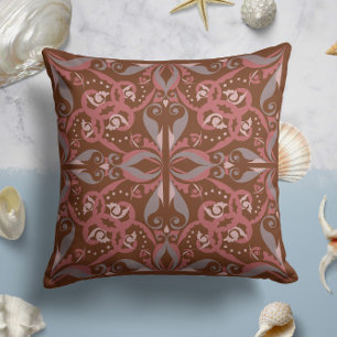 Coussin Élégance ornée en châtaignier Brown