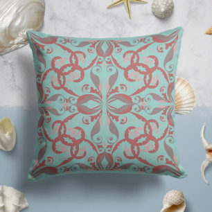 Coussin Élégance ornée en Mint Aqua