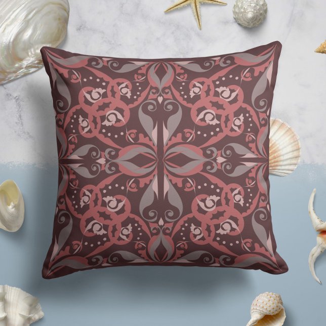 Coussin Élégance ornée en rouge vif (Créateur téléchargé)