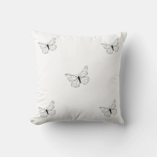 Coussin Élégance 🖼️ papillon monochrome - Lance Carré (Recto)