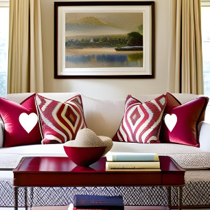 Coussin Élégance romantique Coeur blanc Embrassez le Rosy