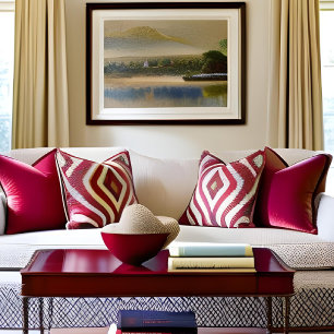 Coussin Élégance romantique : Embrassez le charme rouge ro