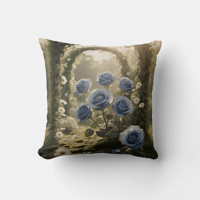 Coussin Élégance Rose Bleue – Accent floral romantique pou (Recto)