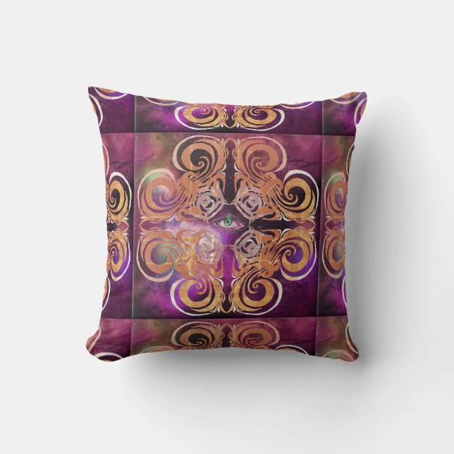 Coussin Élégance violette avec un oeil vert (Recto)