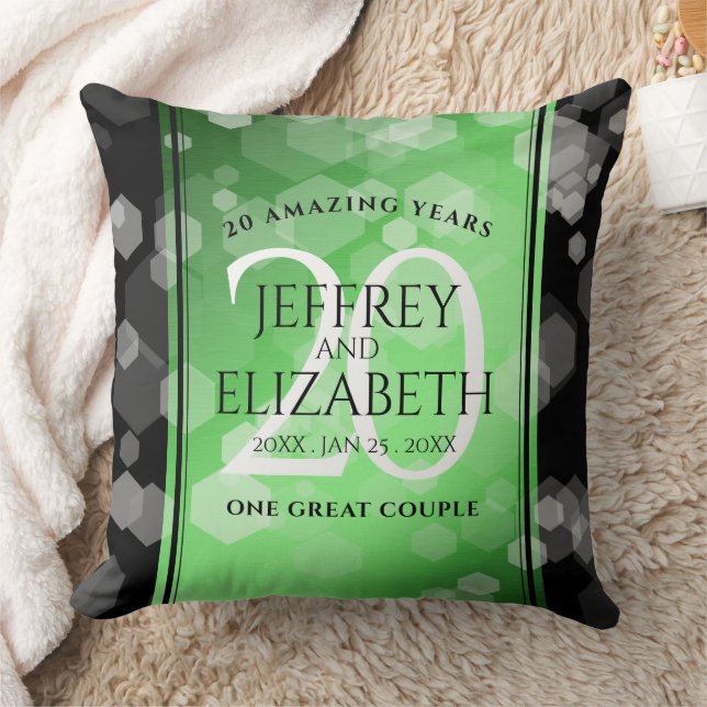 Coussin Élégant 20e anniversaire de Mariage d'émeraude (Couverture)