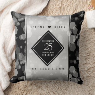 Coussin Élégant 25e anniversaire de Mariage d'argent