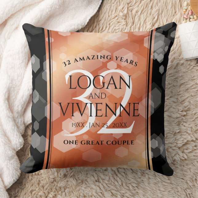 Coussin Élégant 32ème anniversaire de Mariage de bronze (Couverture)
