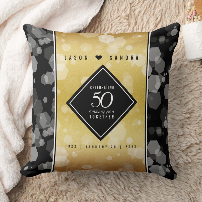 Coussin Élégant 50e anniversaire de Mariage d'or (Couverture)
