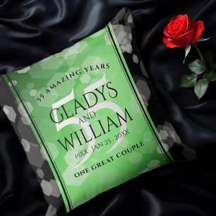 Coussin Élégant 55e anniversaire de Mariage d'émeraude