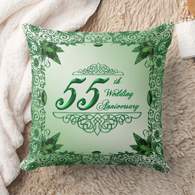 Coussin Élégant 55e anniversaire de Mariage Jeu d'oreiller (Couverture)