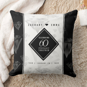 Coussin Élégant 60e anniversaire de Mariage de diamant