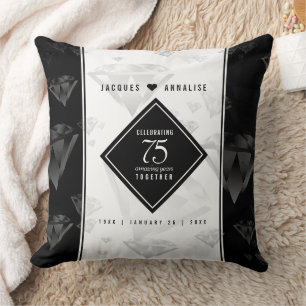 Coussin Élégant 75e anniversaire de Mariage de diamant