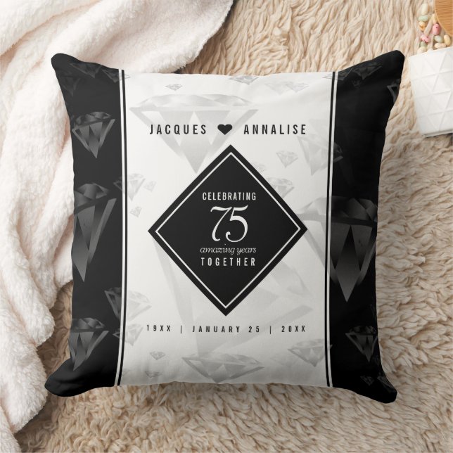Coussin Élégant 75e anniversaire de Mariage de diamant (Couverture)