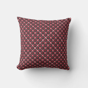 Coussin Élégant à damiers moderne noir rouge blanc