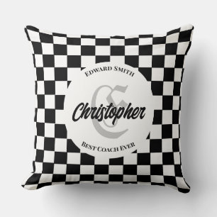 Coussin Élégant À damiers Noir et Blanc Entraîneur Jeter l