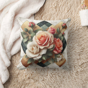 Coussin Élégant agencement de Roses colorés sur le marbre