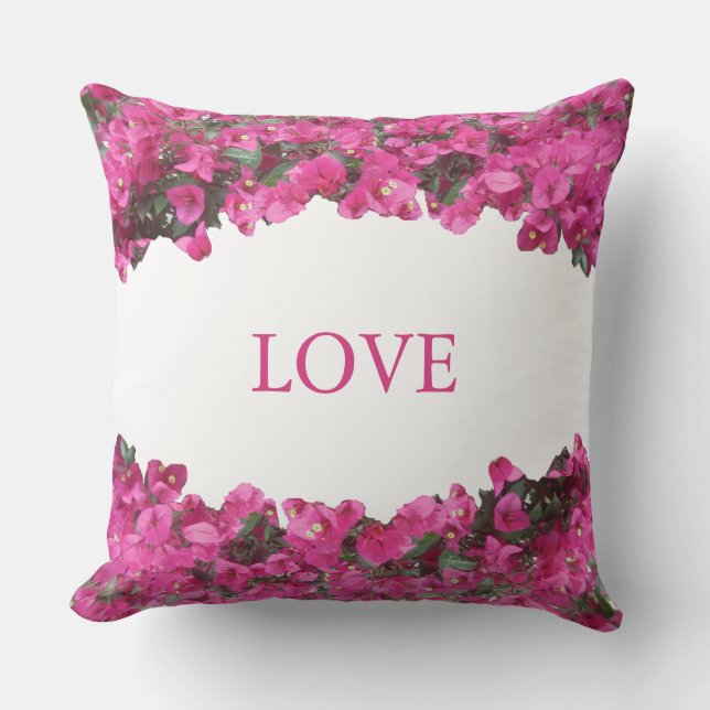 Coussin Elégant amour Fleurs tropicales sur blanc (Recto)
