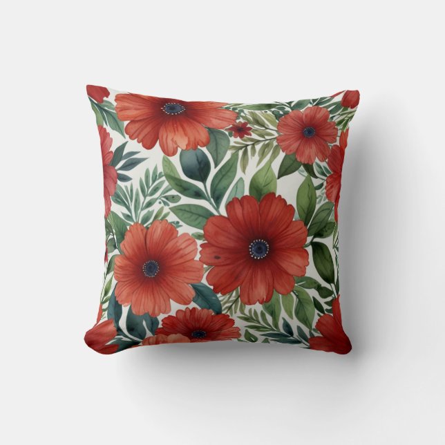 Coussin Elégant Aquarelle Floral Cushion (Recto)
