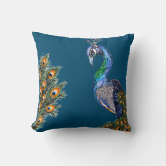 Coussin Elégant Aquarelle Peacock Navy