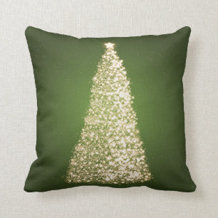 Coussin Élégant Arbre de Noël Or Vert