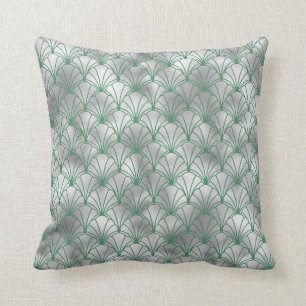 Coussin Elégant Argent et Art Déco Vert