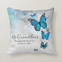 Elégant Argent et Papillon Bleu Mis Quince Anos