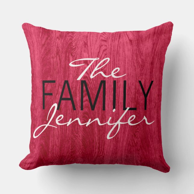 Coussin Élégant Arrière - plan de grain de bois rouge (Recto)