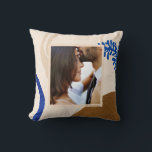 Coussin Elégant Art Moderne Abstrait Photo personnalisée<br><div class="desc">Encadrez votre belle photo sur un oreiller jetable avec cet art abstrait moderne en bleu et beige et customisez-la avec votre date spéciale.</div>