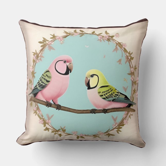 Coussin Élégant Art Tropical de Perroquet Fleur Luxueuse (Recto)