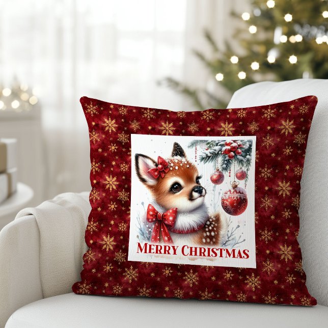 Coussin Elegant Baby Deer Snowy Forest Kids Gift Christmas (Elegant Baby Deer Snowy Forest Kids Gift Christmas Pillow

)
