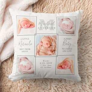 Coussin Élégant bébé nouveau-né Personnalisé 5 Photo Colla