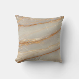 Coussin Elegant Beige and Gold Marble Pattern Throw Pillow