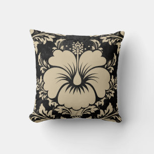Coussin Elégant beige et noir damassé élégant jeté pillo