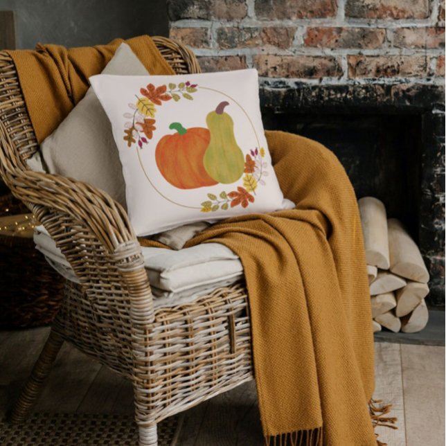 Coussin Elégant Beige Orange Automne Citrouille saisonnier (Créateur téléchargé)