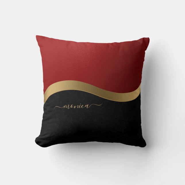 Coussin Elegant Black Red and Gold Personalized (Recto)