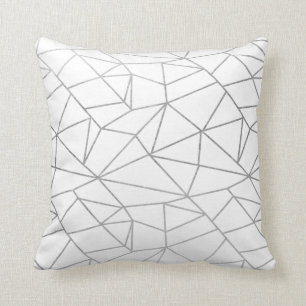 Coussin élégant blanc élégant géométrique argent