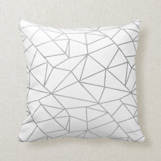Coussin élégant blanc élégant géométrique argent