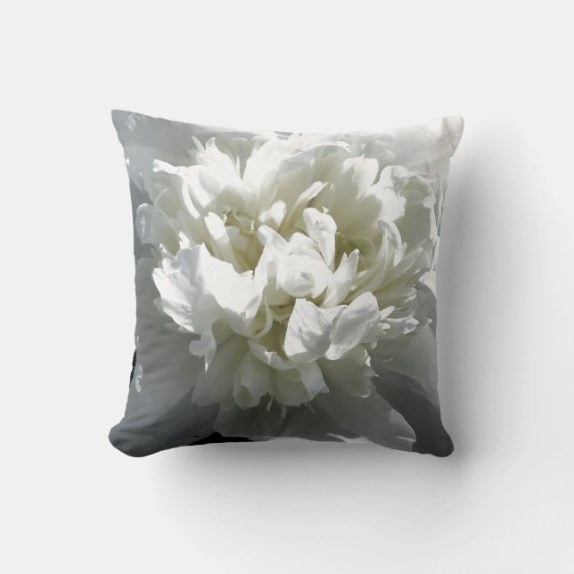 Coussin Elégant blanc peony floral blanc photo (Recto)