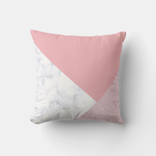 Coussin Elégant blanc rose pastel marbre rose (Recto)