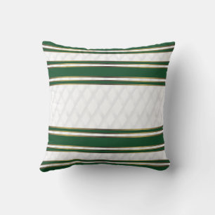 Coussin Elégant blanc vert et or rayures géométriques