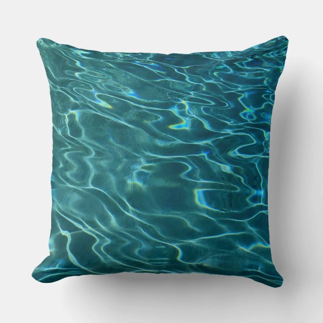 Coussin Elégant bleu eau turquoise motif vagues de lac océ (Recto)