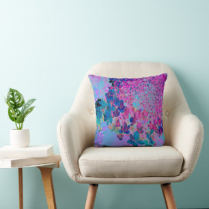 Coussin Élégant bleu foncé et lumière magenta Hydrangea