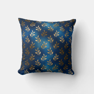 Coussin Elégant bleu Mistletoe or Parties scintillant chic