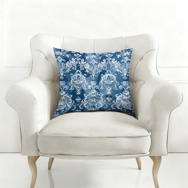 COUSSIN ÉLÉGANT BLEU MOTIF VINTAGE (Créateur téléchargé)