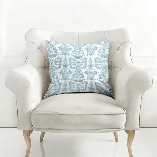 COUSSIN ÉLÉGANT BLEU MOTIF VINTAGE (Créateur téléchargé)