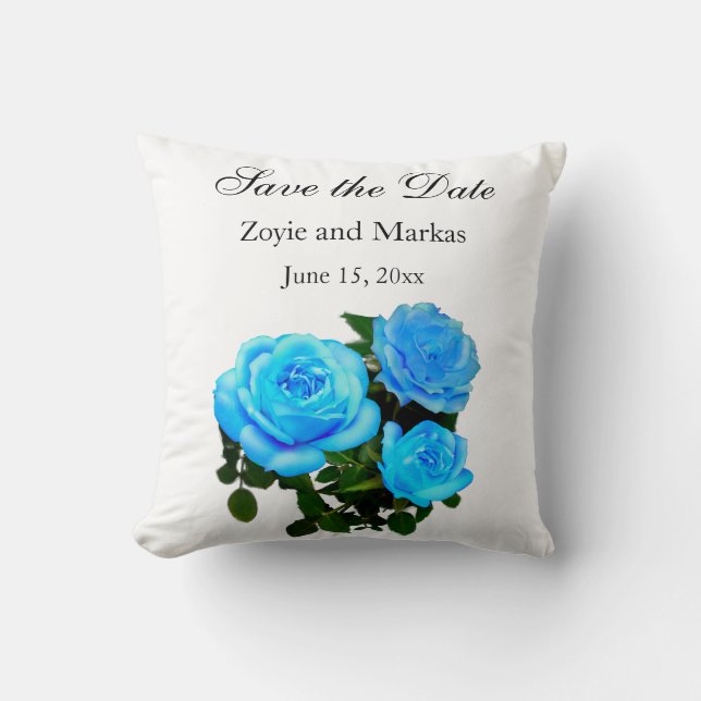 Coussin Elégant bleu turquoise rose bleu floral bleu fleur (Recto)
