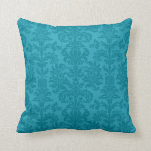 Coussin Elégant bleu turquoise Vintage Damas