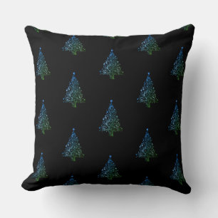 Coussin Elégant bleu vert sapin Motif noir
