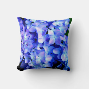 Coussin Élégant bleu violet clair magenta hydrangée floral