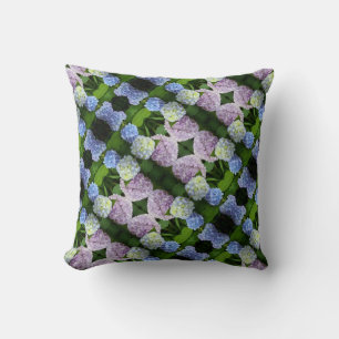 Coussin Élégant bleu violet rose Hydrangeas florales